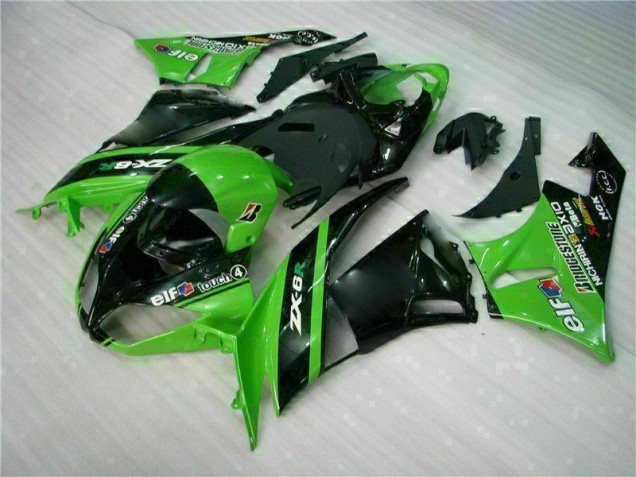 Verde Negro ABS Moto Plástico ZX6R 09-12 Verde Negro ABS Moto Plástico ZX6R 09-12