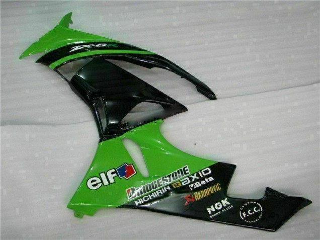 Verde Negro ABS Moto Plástico ZX6R 09-12 Verde Negro ABS Moto Plástico ZX6R 09-12