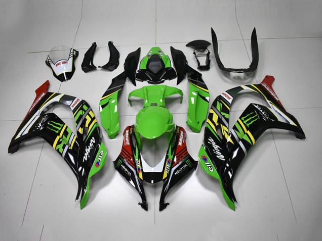 Verde Negro Rojo Ninja Monster Carenado Moto ZX10R 16-19 Verde Negro Rojo Ninja Monster Carenado Moto ZX10R 16-19