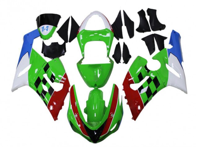 Verde Rojo Blanco Azul Carenado Moto ZX6R 05-06 Verde Rojo Blanco Azul Carenado Moto ZX6R 05-06